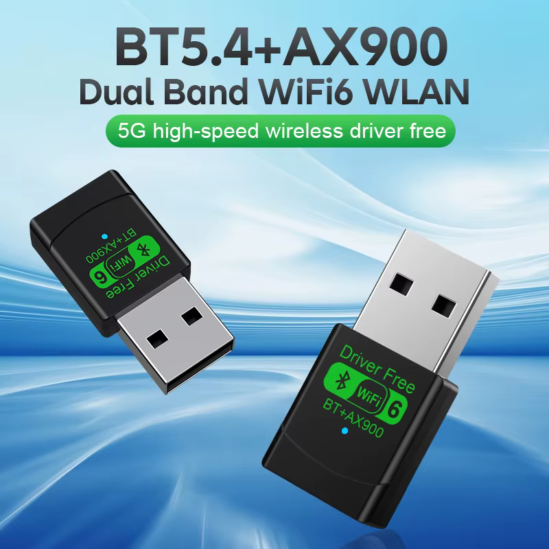 Nouvelles mises à niveau 2 en 1 Mini USB AX900 sans fil Bluetooth 5.4 Émetteur Récepteur Adaptateur WiFi 6 Dongle 900 Mbps Double Bande 2.4G + 5 GHz Pour PC Portable Win10/11 Pilote gratuit