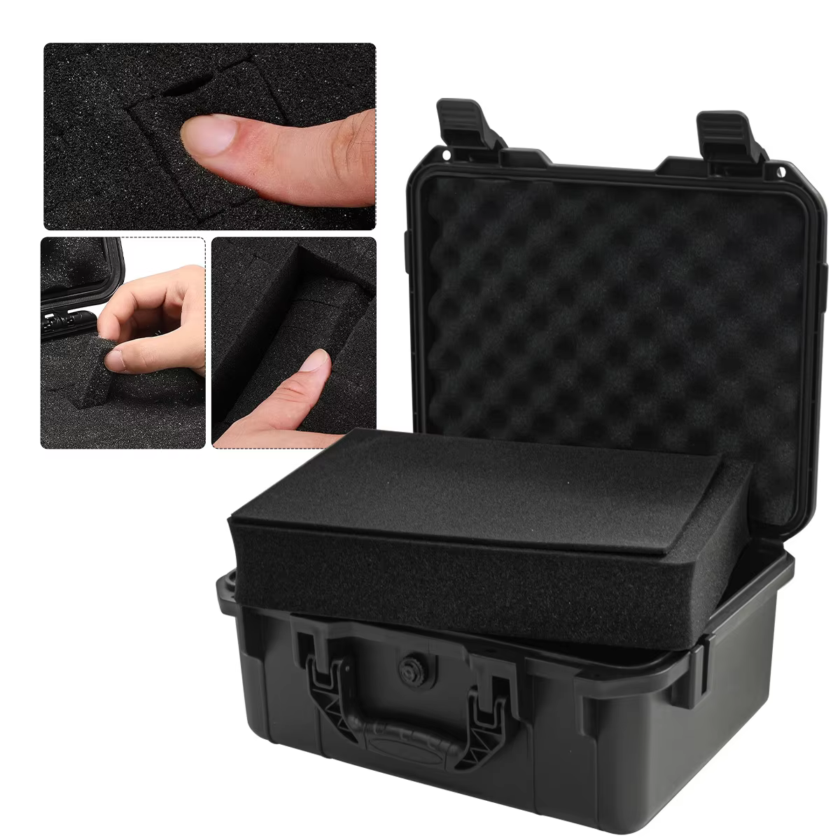 1 boîte à outils de protection robuste et étanche avec inserts éponge prédécoupées-plastique durable