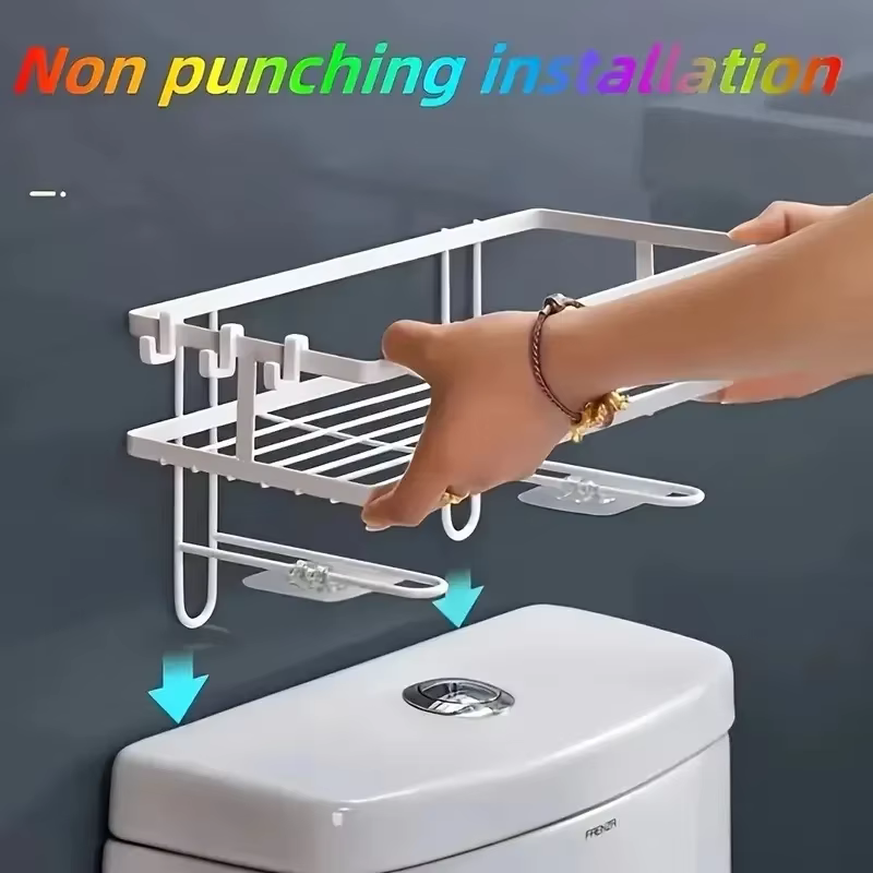 Étagère de rangement au-dessus des toilettes - Organiseur de salle de bain à 3 niveaux