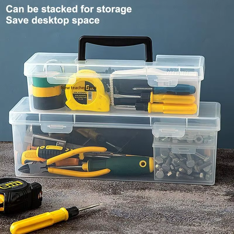 Nouvelle boîte à outils portable transparente vide