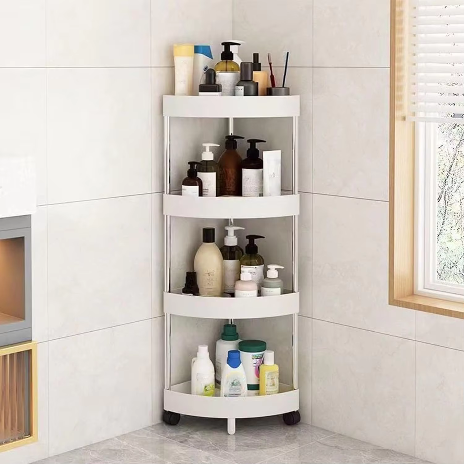 Étagère de rangement d'angle à 3/4 niveaux