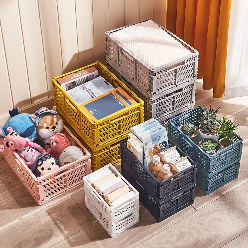 Panier de rangement pliable en plastique pour la maison