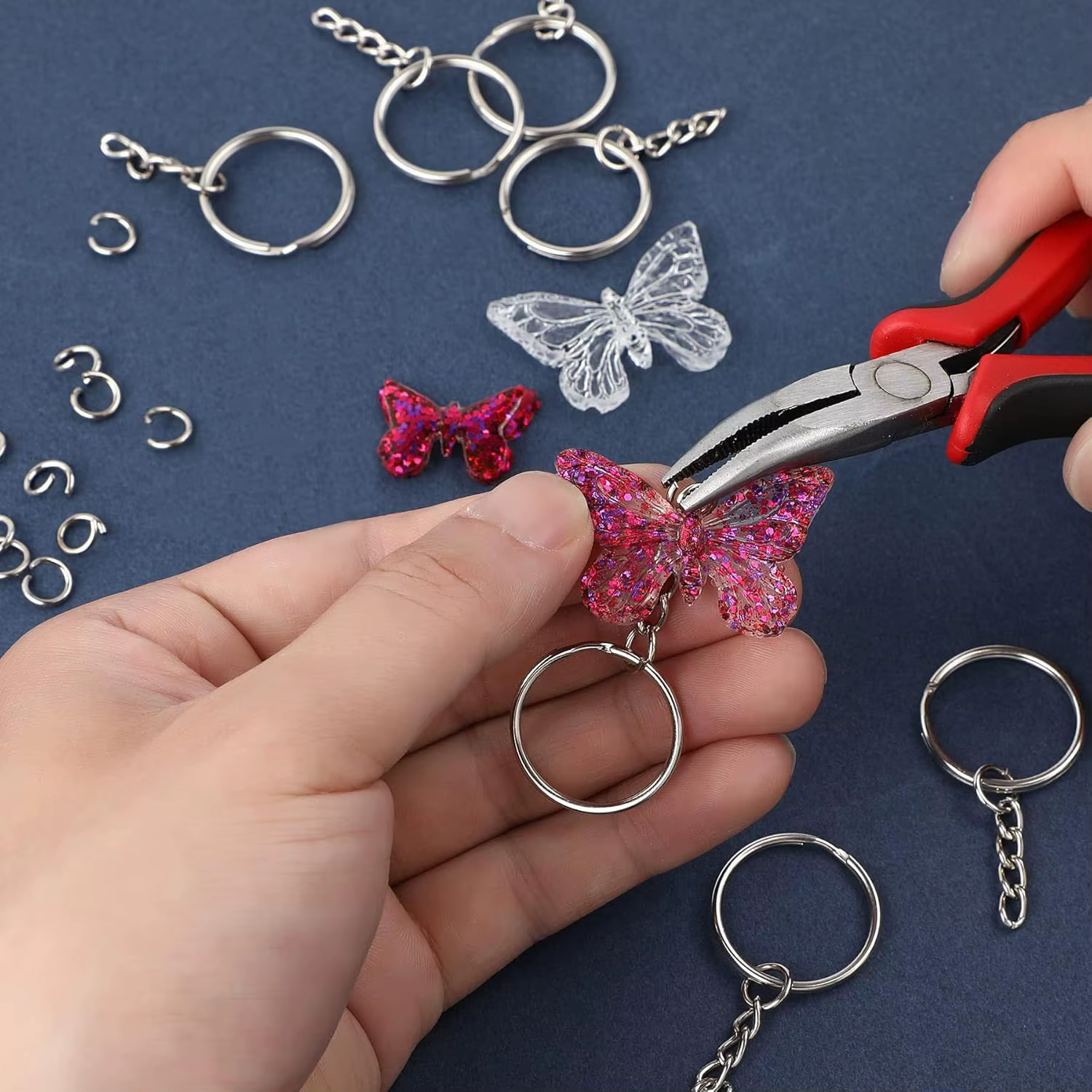 20/50/80 ensembles de kits de porte-clés avec chaînes et anneaux de jonction - Fournitures pour la fabrication de bijoux
