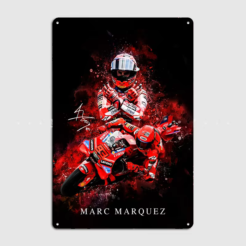 Affiche de moto Marc Marquez, plaque métallique, décoration personnalisée pour club, bar, chambre, intérieur, maison, affiches murales