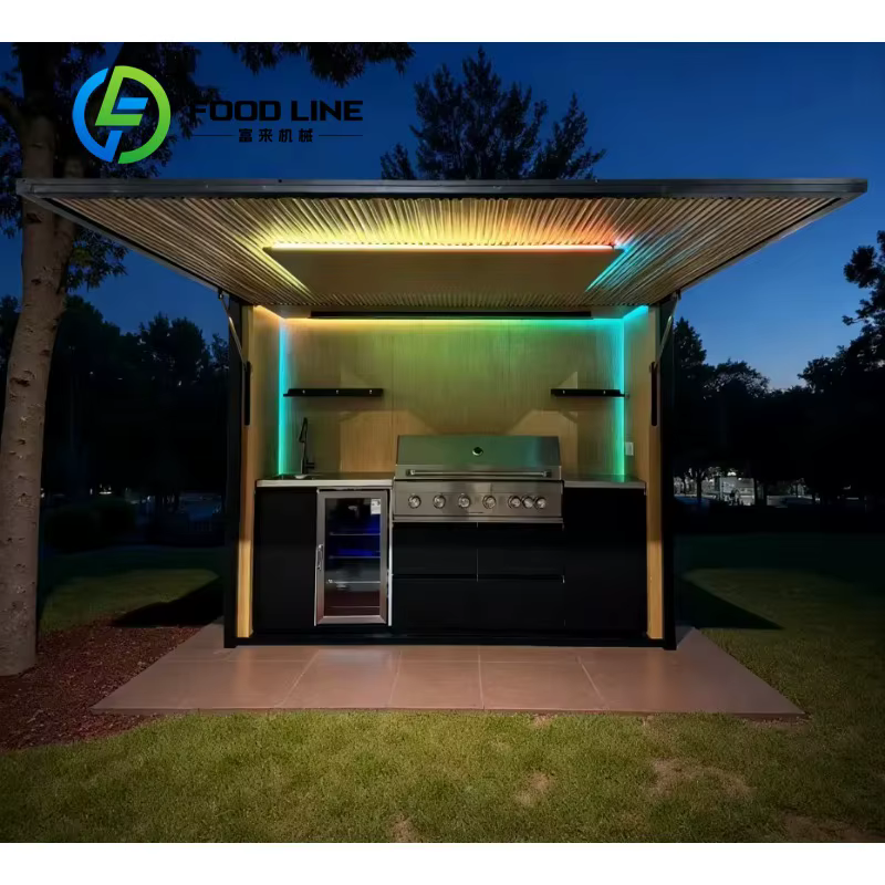 Abri modulaire personnalisé résistant aux intempéries avec pavillon de cuisine extérieure