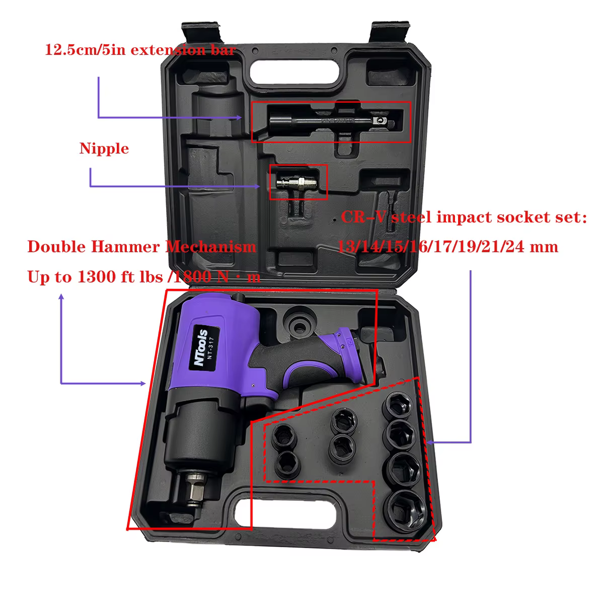 Pistolet à percussion pneumatique composite