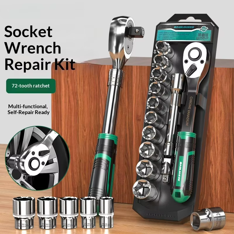 Kit de clés à cliquet 1/4 et 1/2 pouce avec boîte à outils