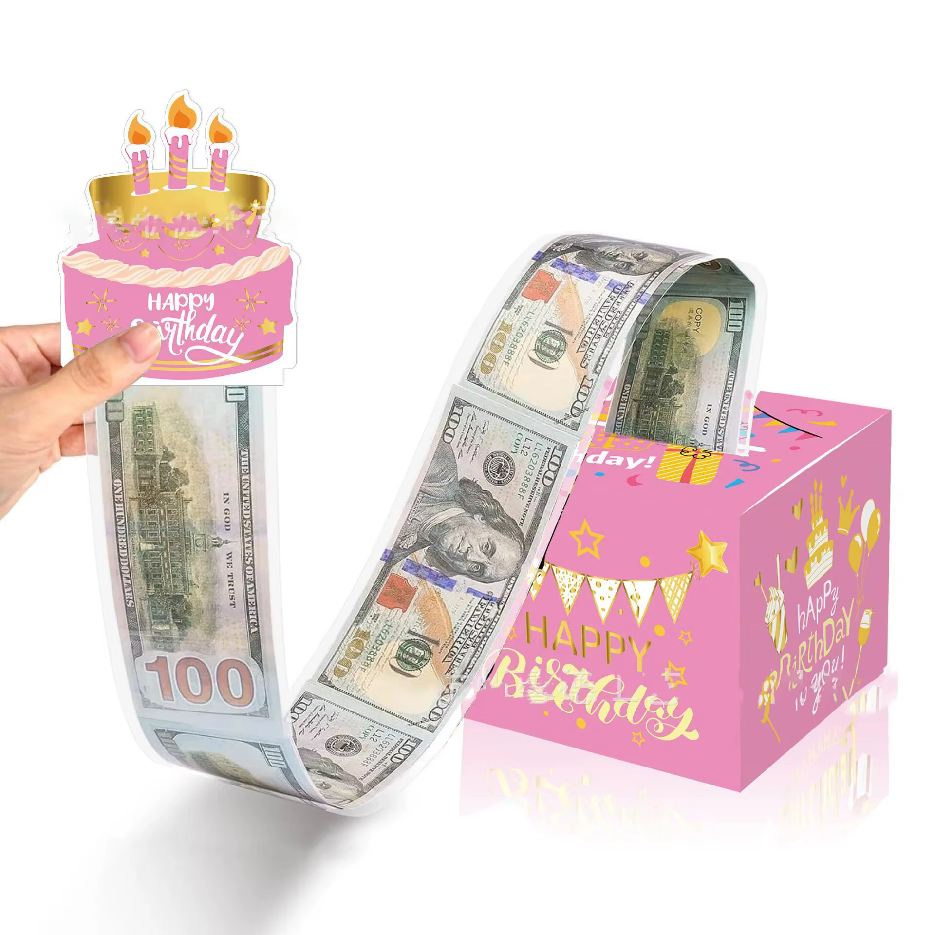Coffret cadeau d'anniversaire avec carte à gâteau, 1 pièce, tirelire à pompage drôle, cadeaux d'anniversaire créatifs pour hommes et femmes 