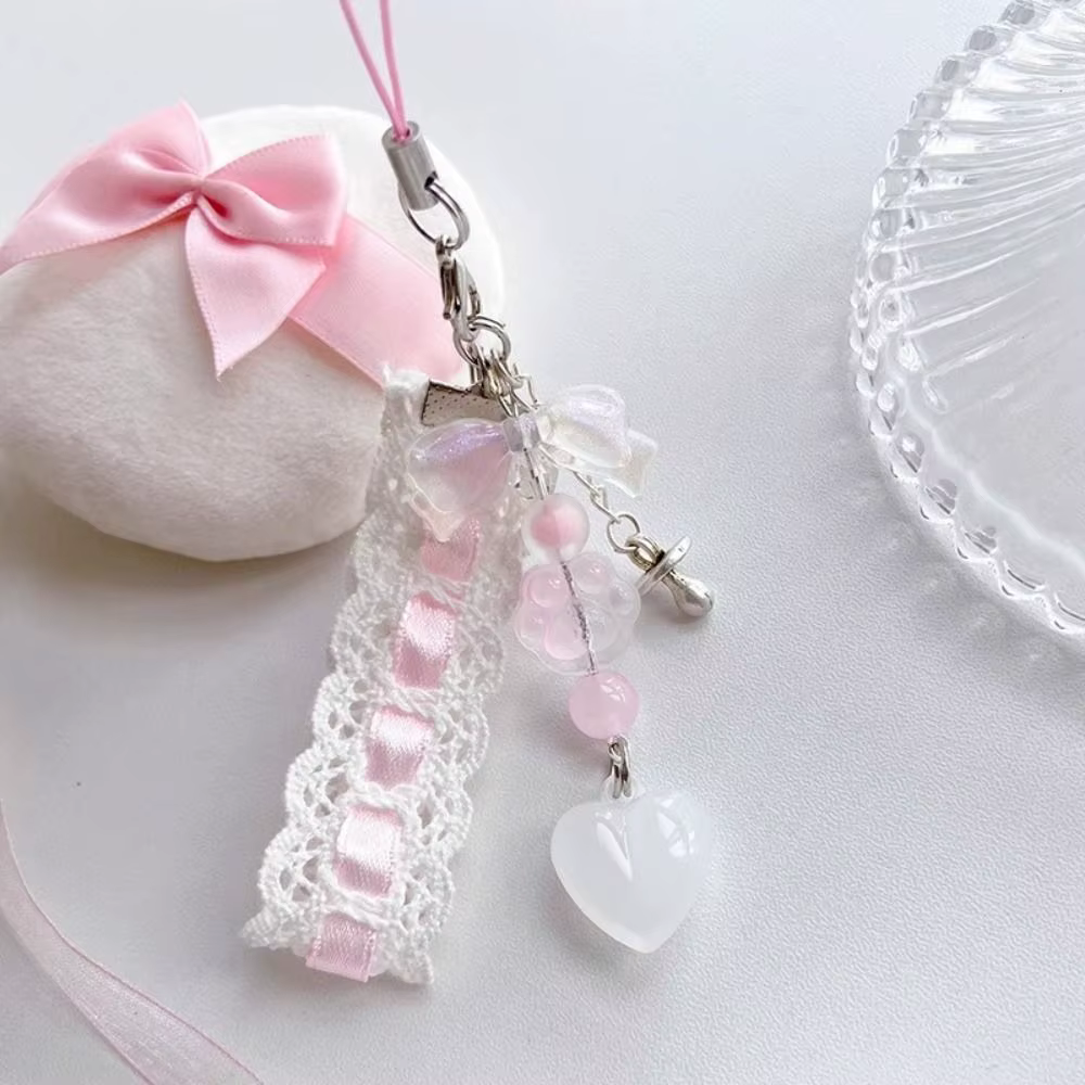 Nouveau pendentif à breloques de téléphone rose Kawaii Y2K