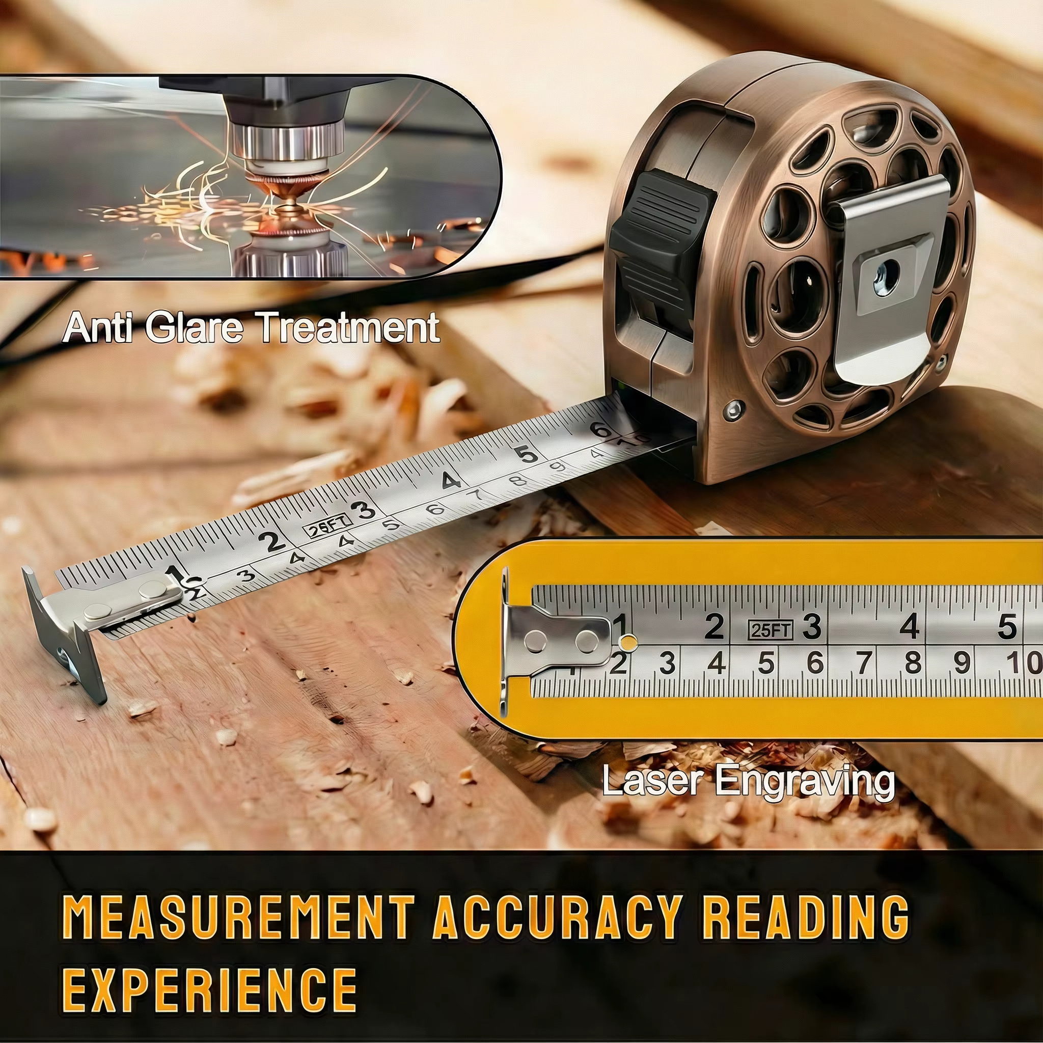 PROBON Mètre Ruban en Cuivre Antique - Étanche