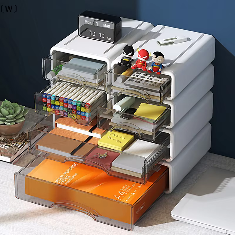 MaveraW Caja en plastique Organisateur de bureau Tiroir Boîte de rangement de maquillage Conteneur de bijoux empilable