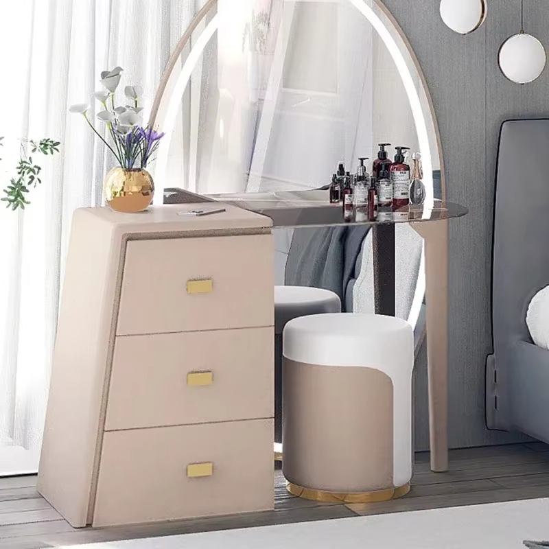 Table de toilette de luxe moderne européenne avec rangement pour bijoux, grand meuble de beauté, penteadeira, mobilier de maison