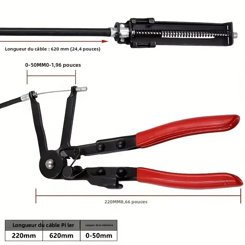 Pince de serrage pour colliers de serrage de tuyaux pliables