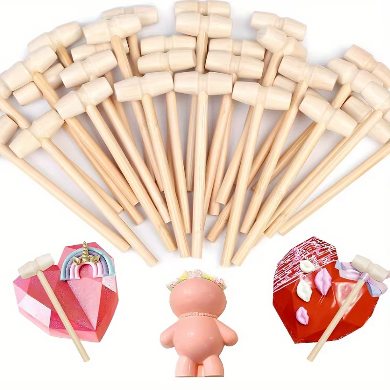 Lot de 10 mini marteaux en bois – Polyvalents pour le chocolat