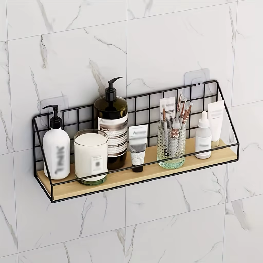 Étagère murale de rangement en bois et métal