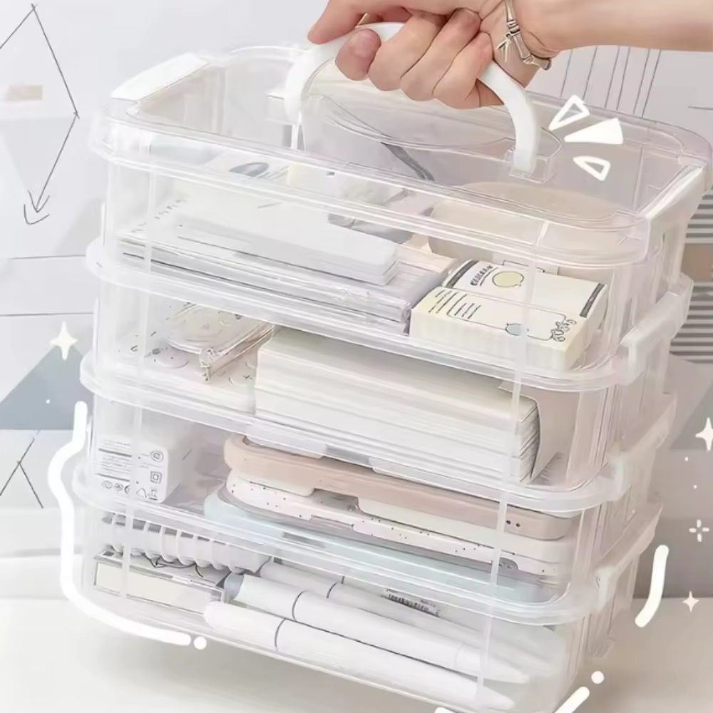 Boîte de rangement en plastique transparent à 4 couches, boîte de rangement à tiroirs compartimentés, boîte de rangement pour blocs de construction, boîte de rangement portable