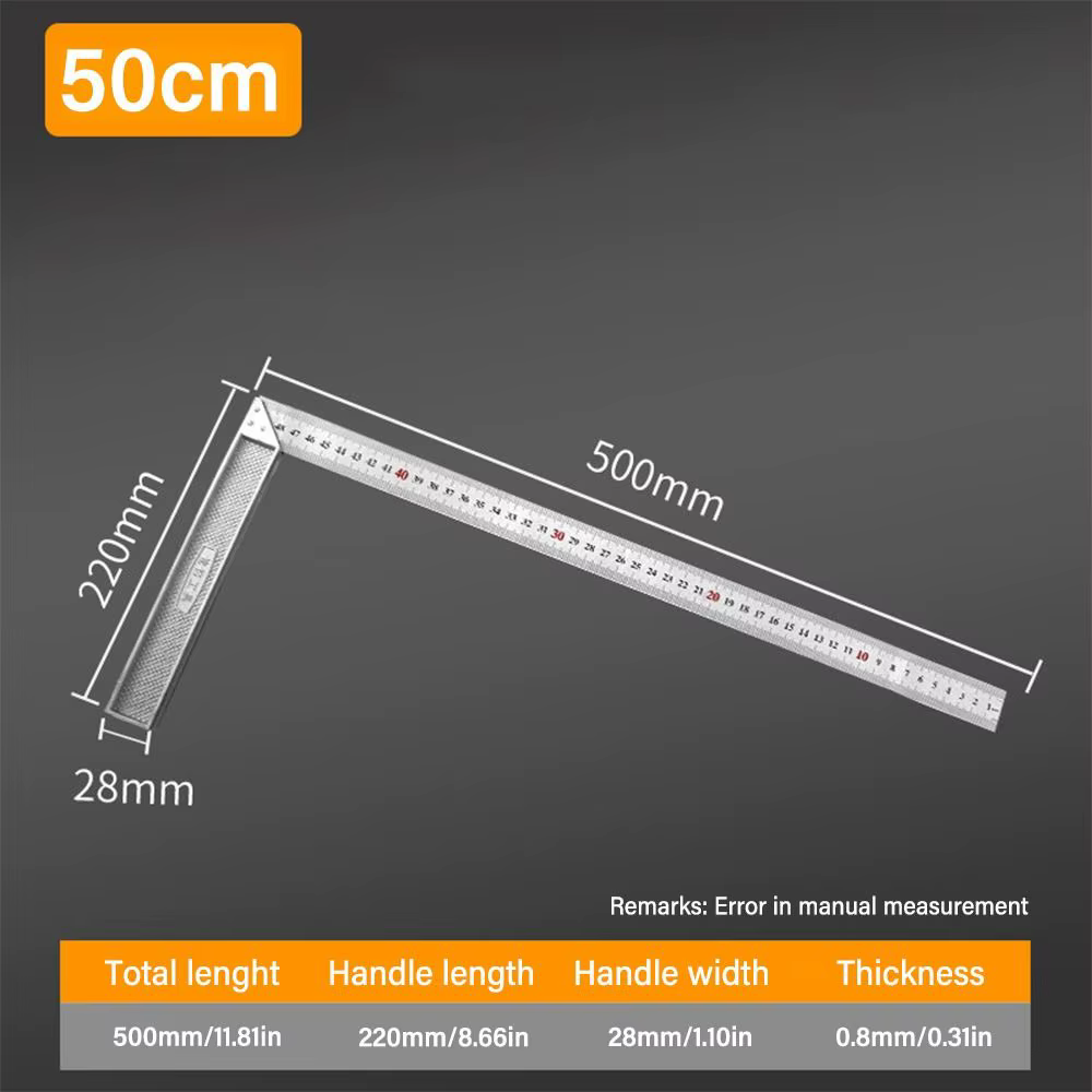 Règle d'angle double face en acier inoxydable 30/50CM
