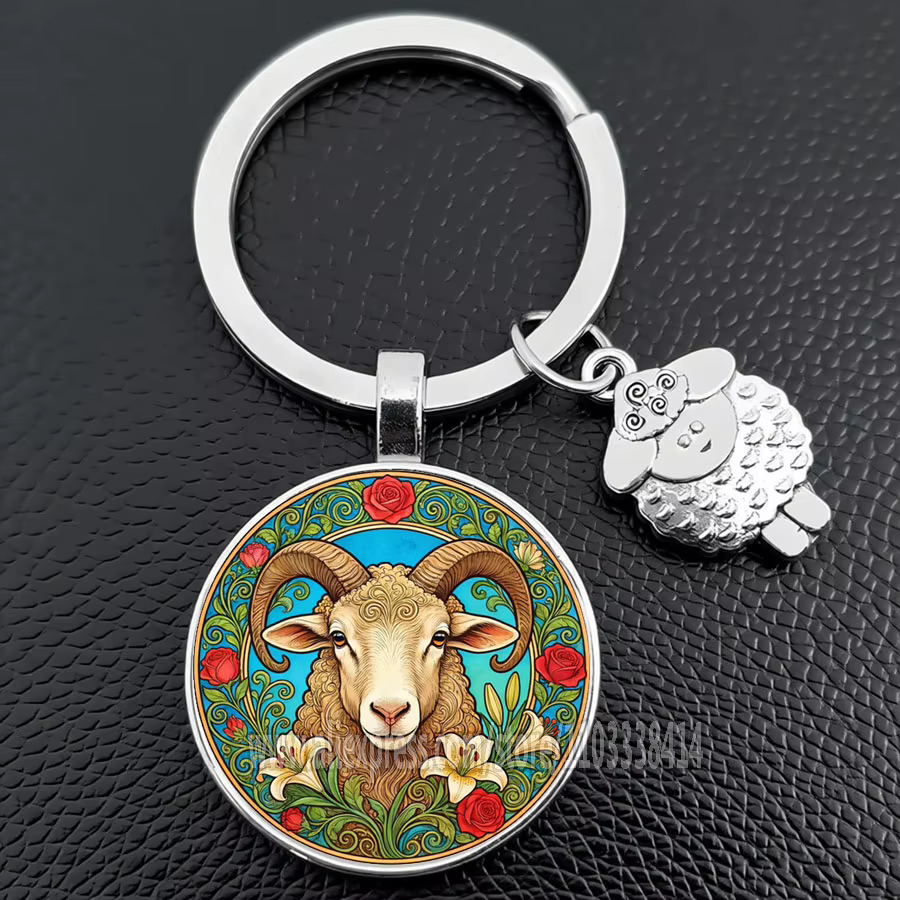 Porte-clés Rétro Mouton en Coton