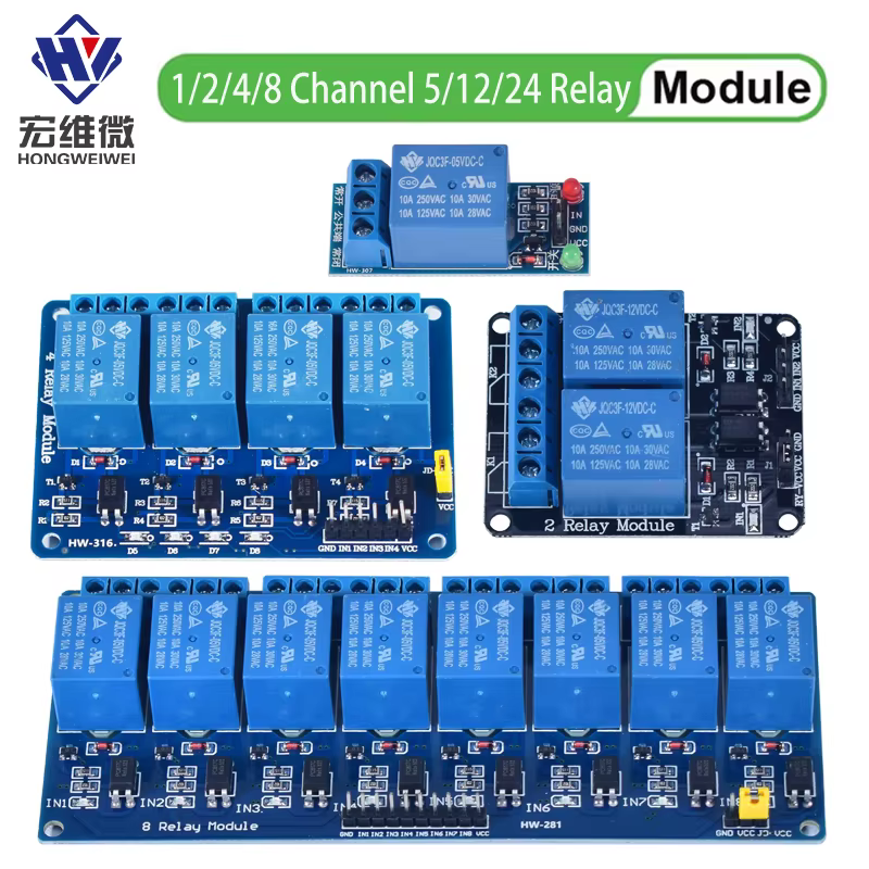 Bouclier de carte de Module de relais à 8 canaux DC 5V 12V 24V 1 2 4 6 avec optocoupleur/déclencheur de niveau haut et bas pour Arduino Raspberry