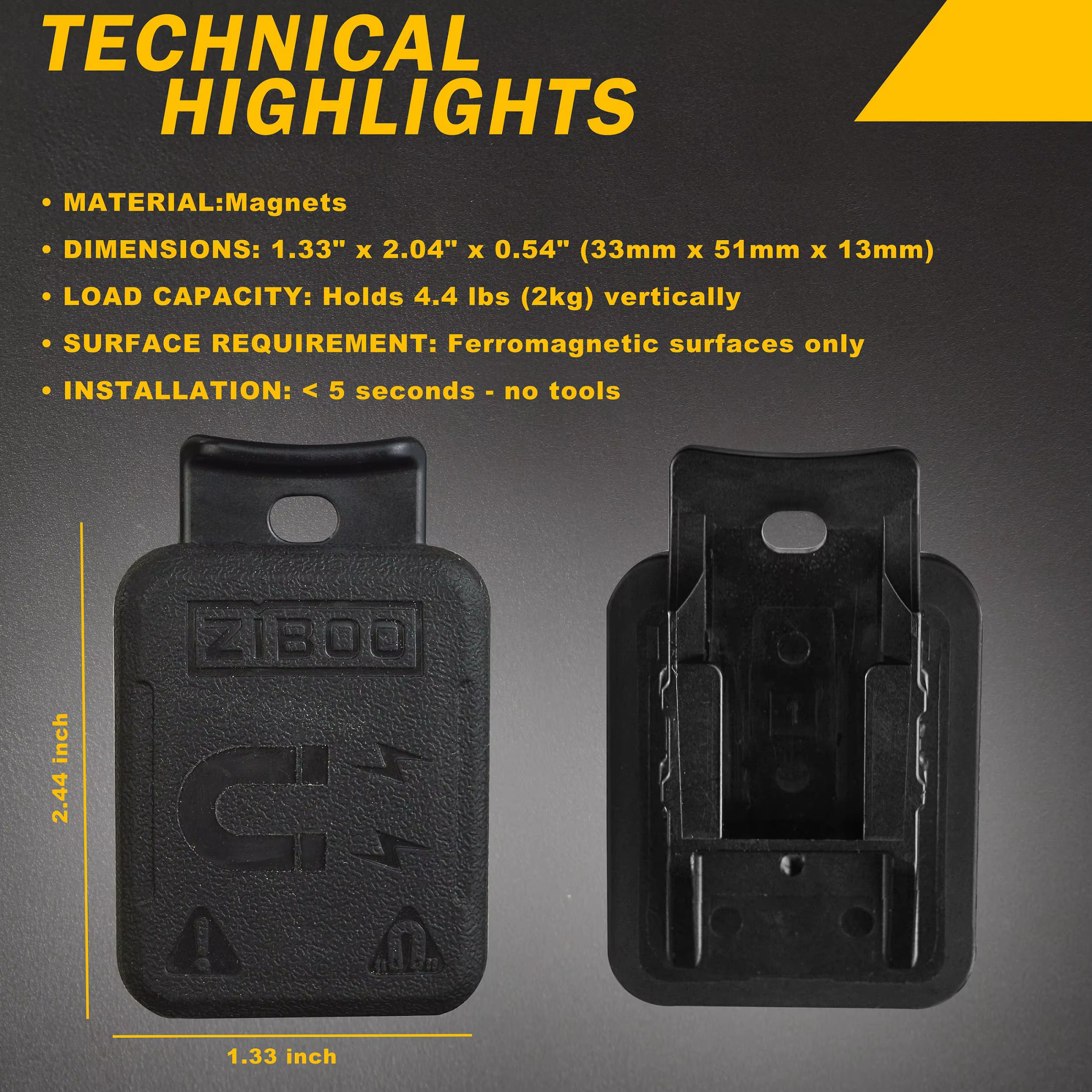 ZIBOO 69445 cintre magnétique sans sangle pour outils Klein pince compteurs et multimètres avec puissants aimants de terres rares