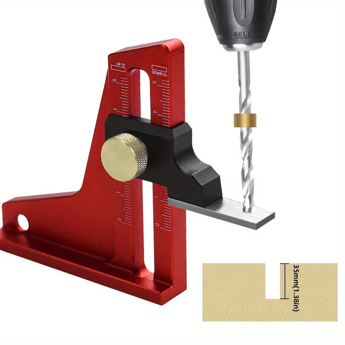 Jauge de profondeur réglable 0-50 mm pour scie à table - Outil de mesure de hauteur en alliage d'aluminium