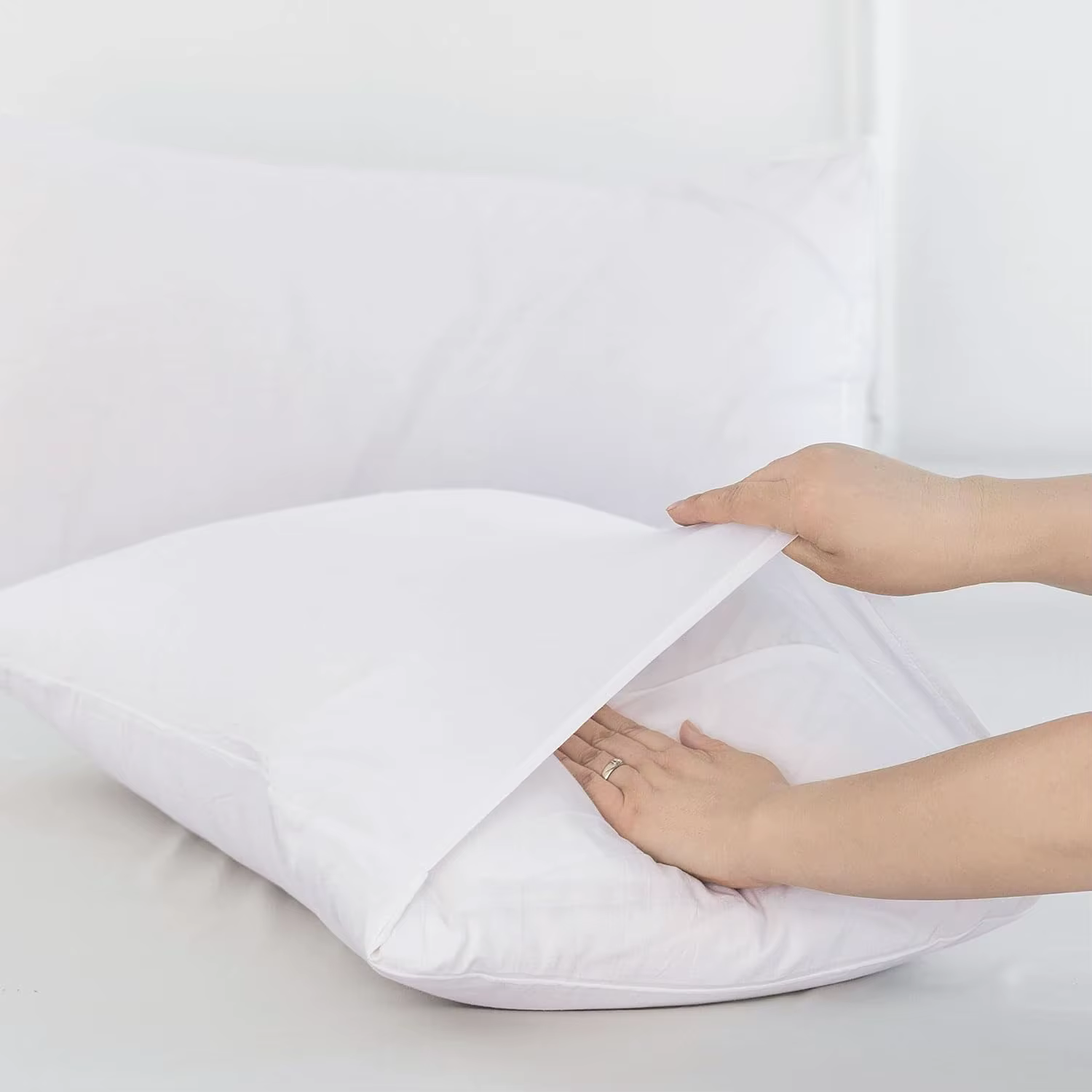 Taies d'oreiller standard, lot de 1, 100 % coton lavé, aspect lin, texturées, respirantes, durables, douces, blanches unies, sans inserts