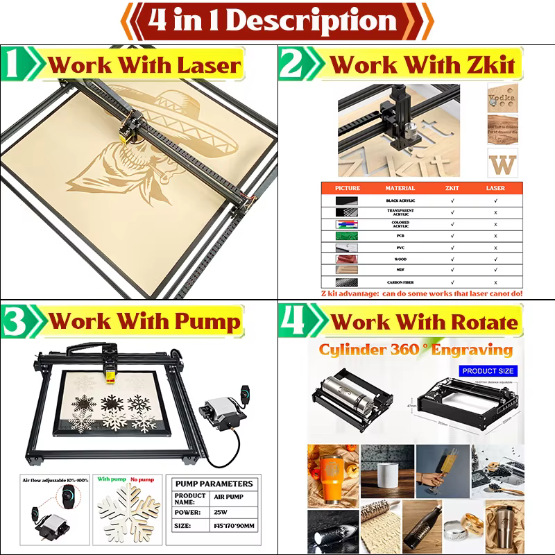 Machine de découpe et de gravure laser CNC, imprimante laser pour bois, graveur laser métal 11W, découpeurs de bois