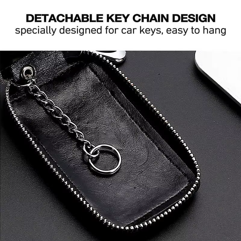 Étui en cuir unisexe pour clés de voiture, porte-clés multifonction, organisateur de clés, pochette pour télécommande de voiture