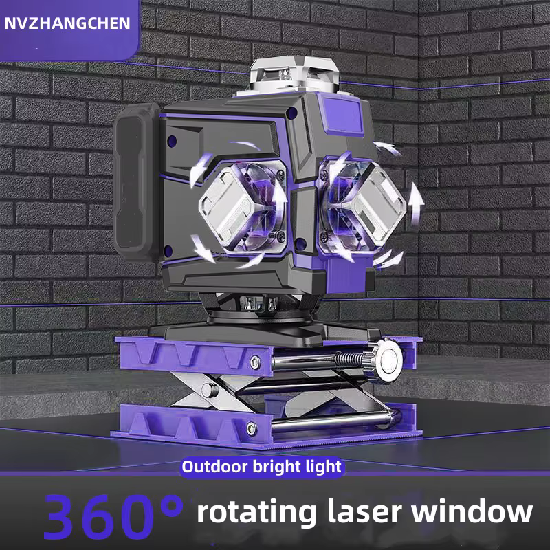 Niveau laser 12/16 lignes 3D/4D faisceau lumineux violet auto-nivelant