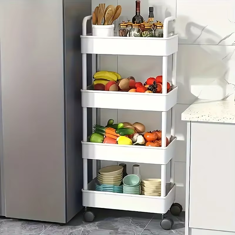 Chariot de rangement roulant multifonctionnel avec étagère ouverte