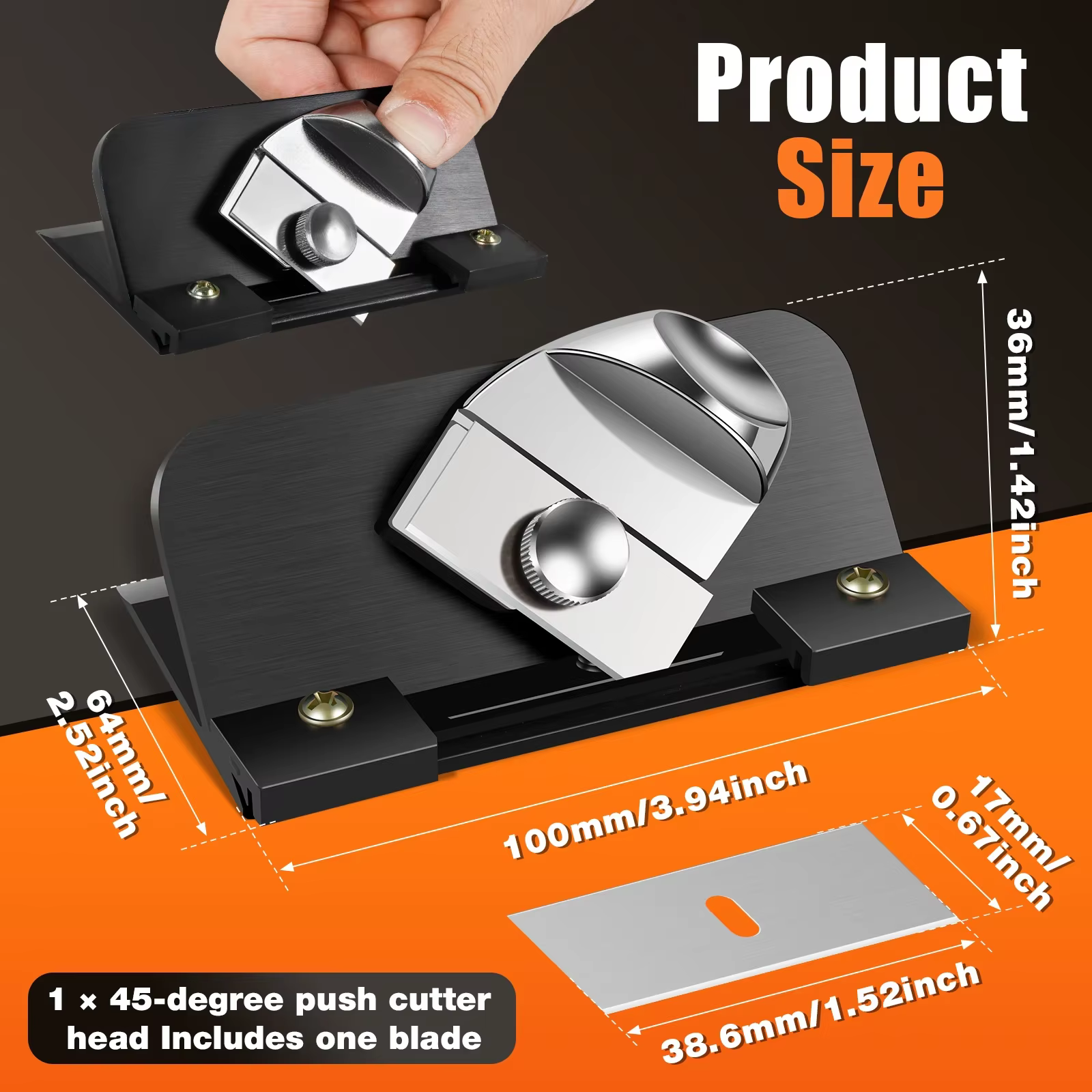 Coupe-tapis rétractable 45 ° Cutter à lame biseautée pour carton de passe-partout