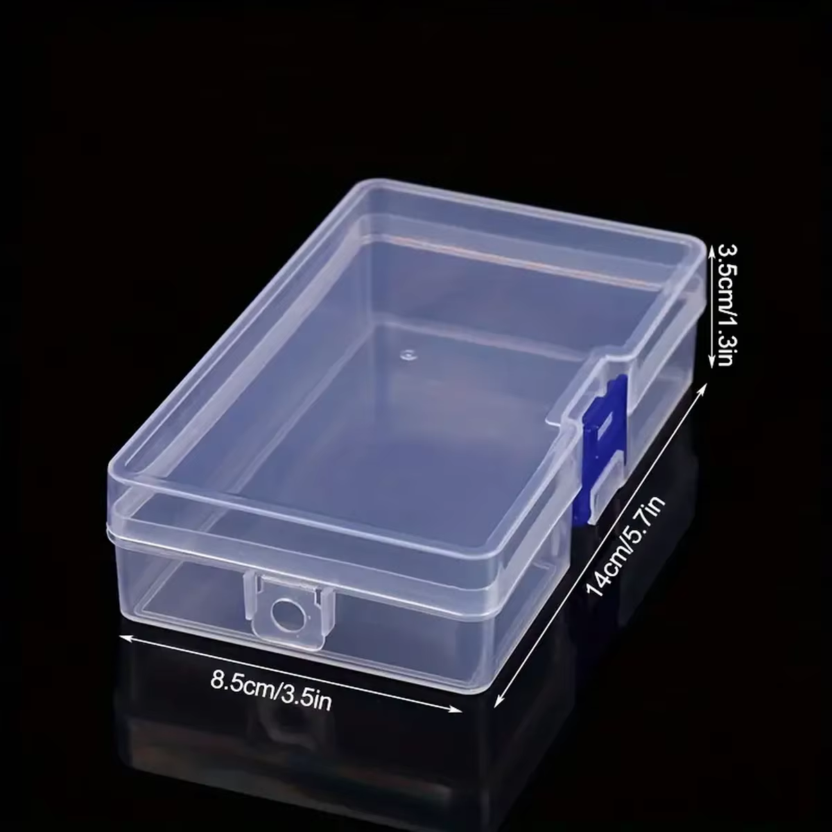 Boîte de rangement rectangulaire transparente verrouillable en plastique
