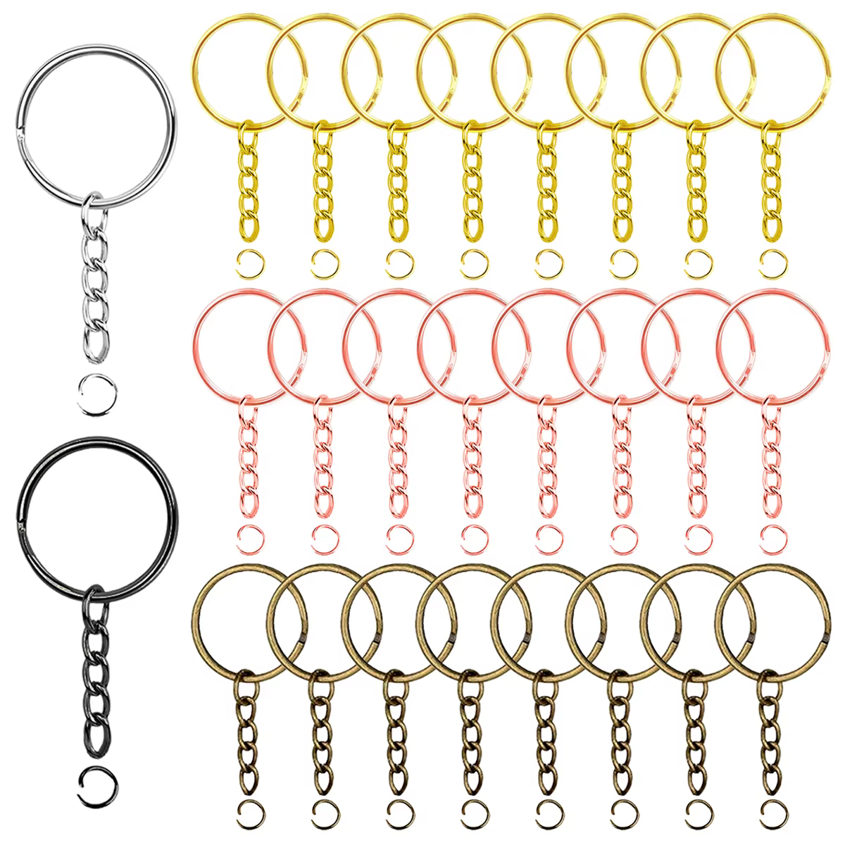 20/50/80 ensembles de kits de porte-clés avec chaînes et anneaux de jonction - Fournitures pour la fabrication de bijoux
