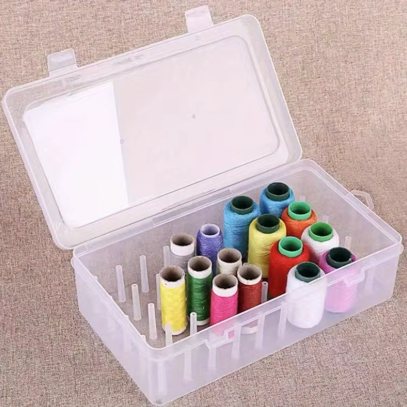 Boîte de rangement transparente en plastique PP pour kit de couture et broderie