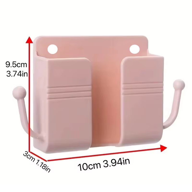 Boîte de rangement pour télécommande de téléphone portable, boîte de rangement pour chambre à coucher, cuisine, support mural adhésif pour téléphone avec crochets, 1 pièce