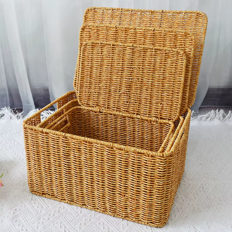 Boîte de rangement tissée semblable au rotin pour la maison