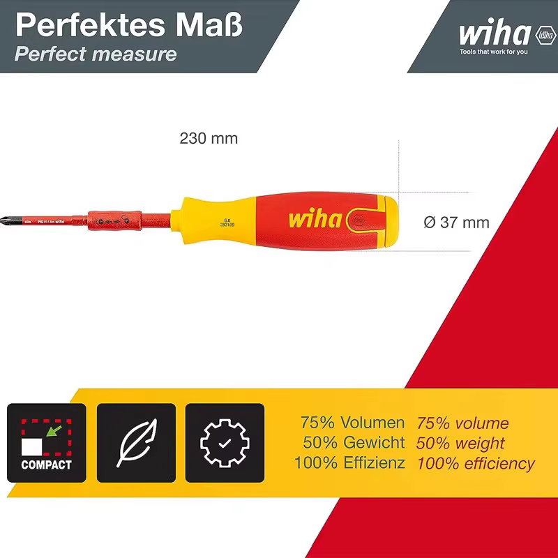 Tournevis multifonctionnel isolé Wiha 6-en-1 de type magazine avec rangement d'outils
