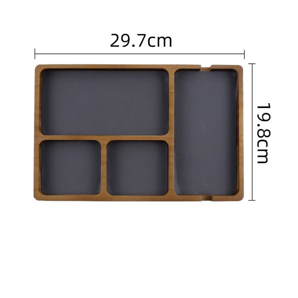 Boîte d'organisation de rangement de bureau en bois avec compartiments pour lunettes