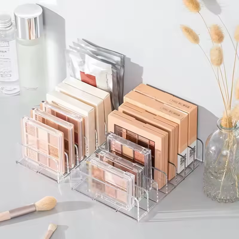 Boîte de rangement pour maquillage, étagère transparente à 7 compartiments, présentoir multi-cellules pour cosmétiques, fard à joues, fard à paupières, gain de place, durable