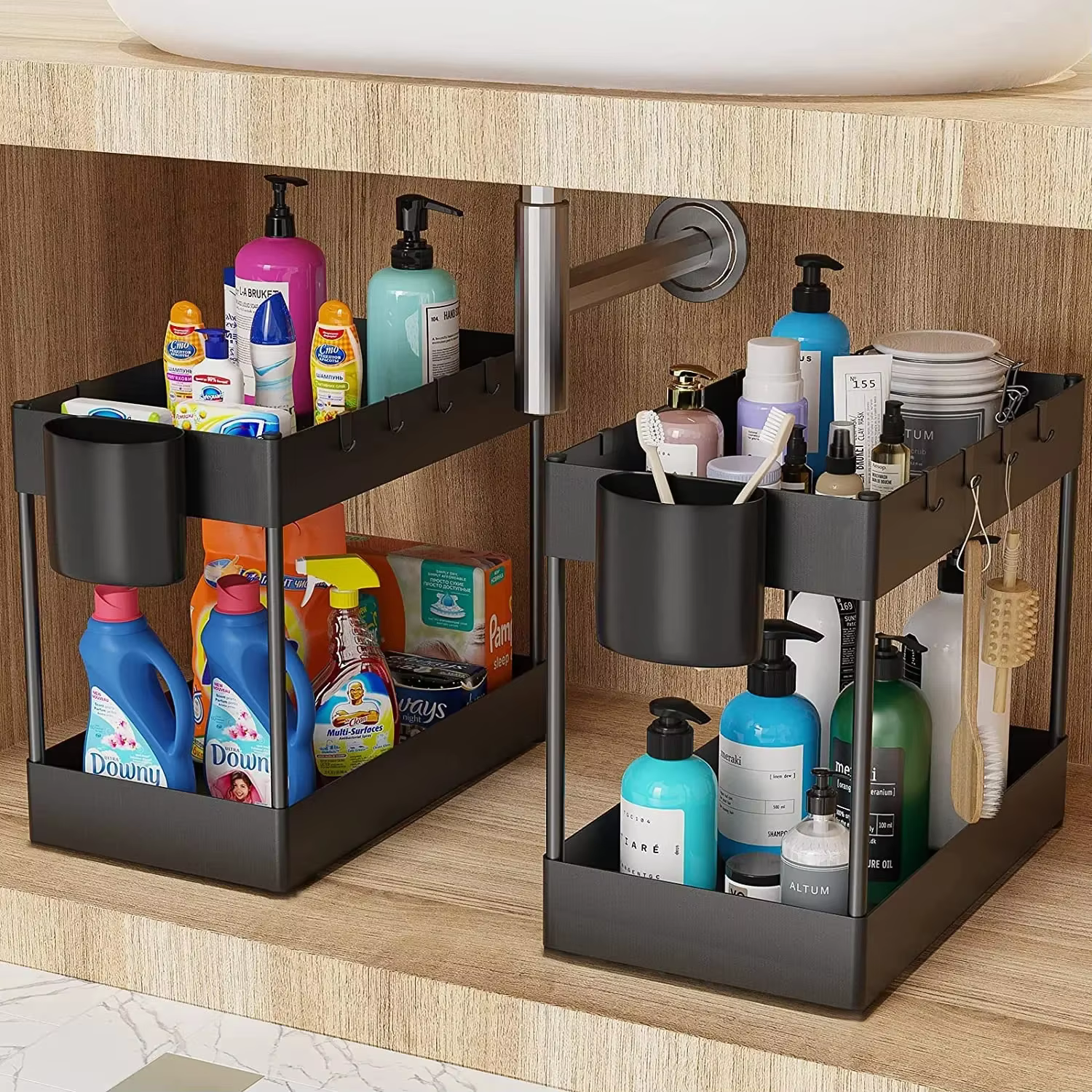 Support de rangement multifonctionnel à 2 niveaux sous l'évier