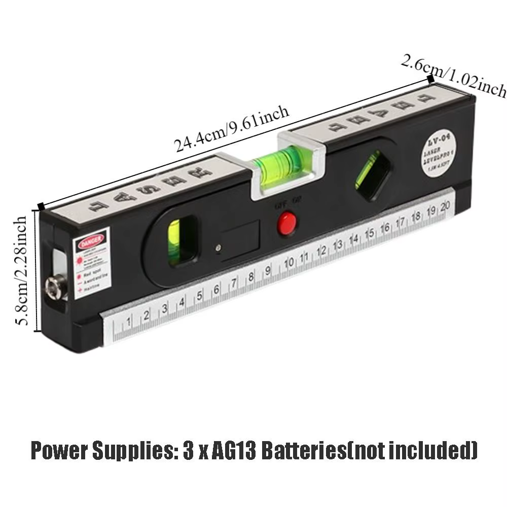 Niveau Laser 4 en 1, ruban à mesurer Vertical réglable de haute précision