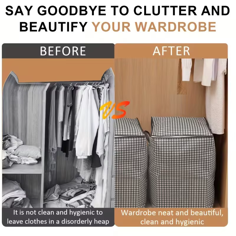 Boîte de rangement de couette, organisateurs anti-poussière, garde-robe Non tissé, sac permettant de gagner de l'espace, boîte de literie mobile pour la maison, Organization de rangement