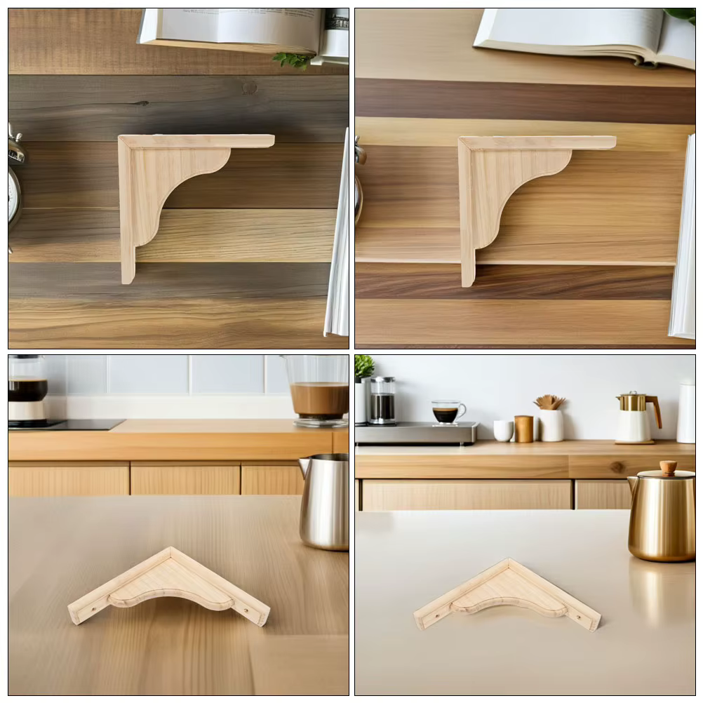 Supports d'étagères triangulaires en bois naturel