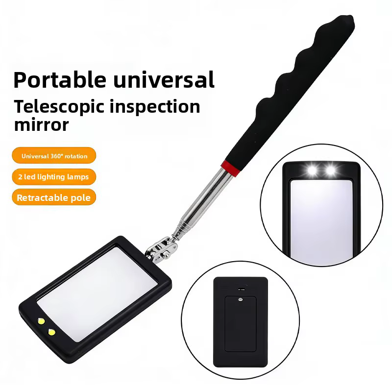 360 ° Miroir d'inspection télescopique avec lumière LED