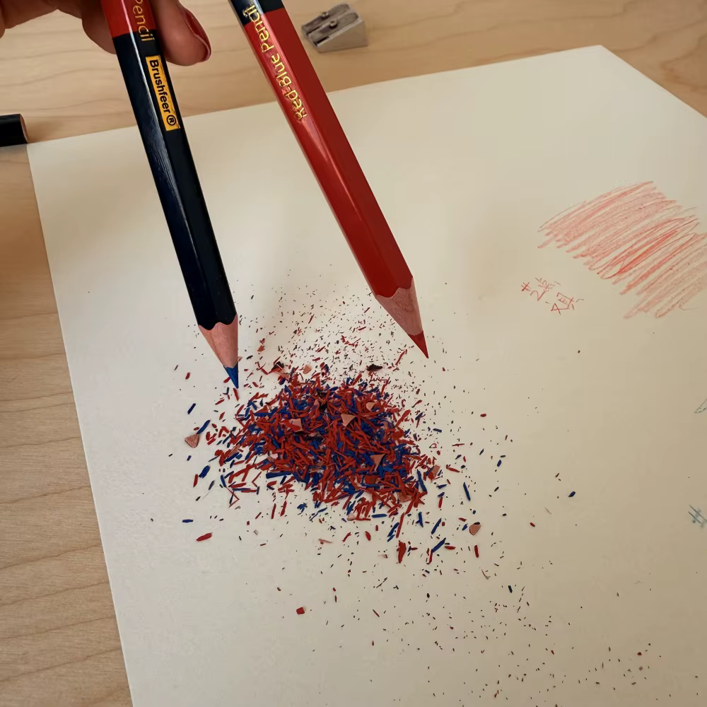 Crayons de charpentier ergonomiques rouges et bleus – Outils de marquage de construction en bois durables pour les