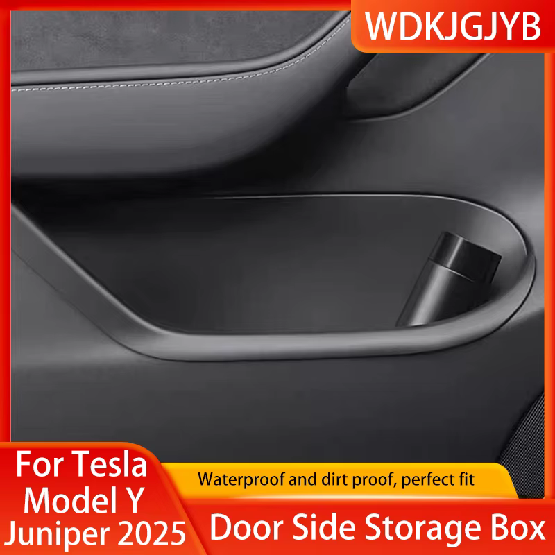 Pour Tesla modèle Y Juniper 2025 + boîte de rangement latérale de porte plateau de rangement de porte entièrement couvert TPE boîtes de rangement latérales de porte avant et arrière