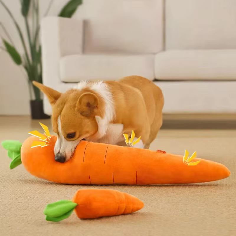 Jouet pour chien, jouet en peluche en forme de carotte