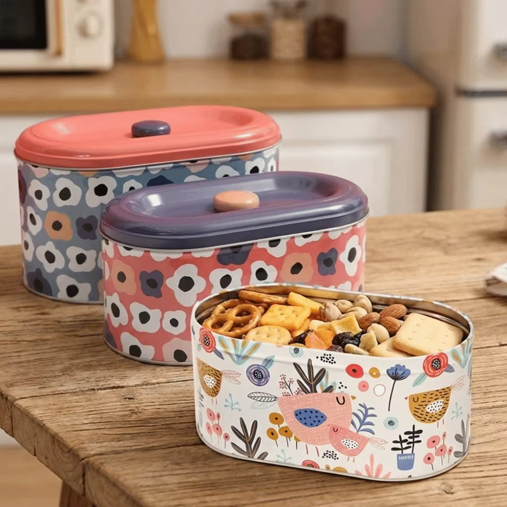 Lot de 2 boîtes de rangement en fer blanc de style européen