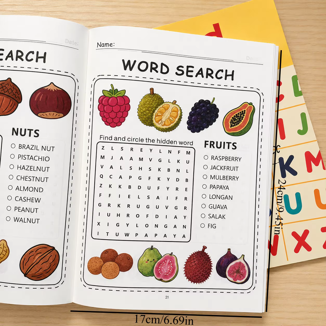 Livre de jeux de mots cachés de 32 pages pour enfants