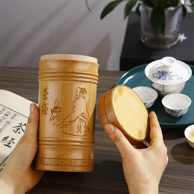 Boîte de rangement de thé en bambou de style chinois